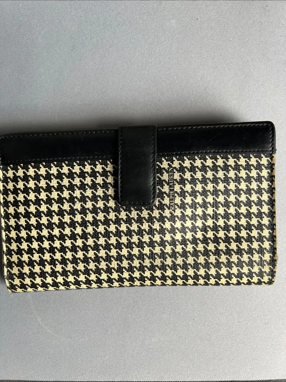 Vintage Ralph Lauren Classic Houndstooth & Leather Continental Wallet / Clutch
